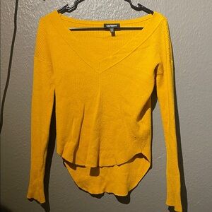 Express Mustard V-Neck Sweater